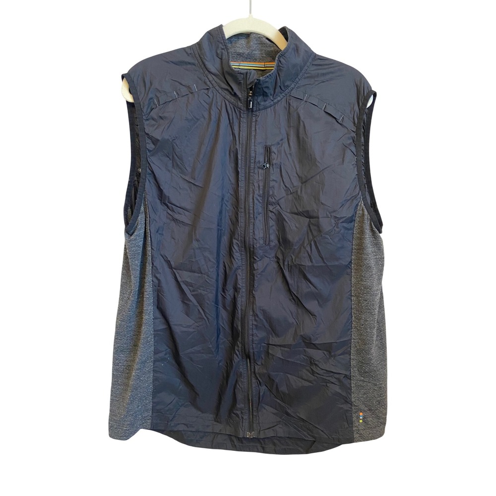 Smartwool Mens Ultra Light Sport Vest Black Gray Merino Wool XL